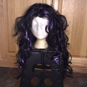EUC! Black and Purple Long Curly Hair Wig
